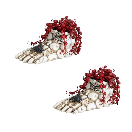 3" Artificial Halloween String of Pearls in Skeleton Foot Planters, 2ct.